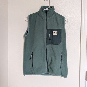 Kari Traa Rothe Fleece Vest Women's Size Small Green Zip Pockets Outdoors Hiking